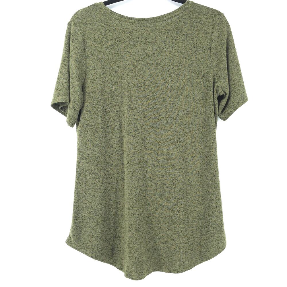 Old Navy Luxe Essential Basic Tee Olive Green Speckeled Stretchy Rounded Hem M - Picture 5 of 9